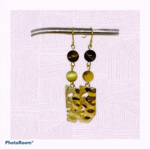 Tiger’s Eye Earrings, Charm Beaded Dangles